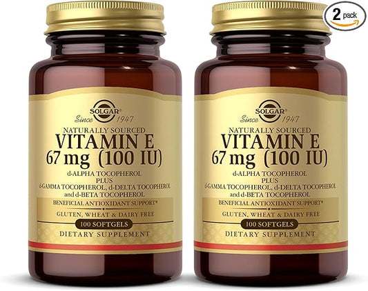 Solgar Vitamin E 67 mg (100 IU) 100 Softgels, 2 - 200 Total