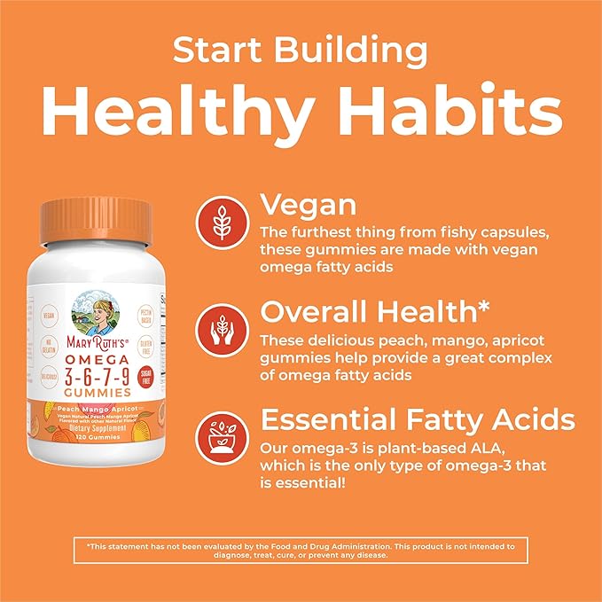 Vegan Omega 3 6 7 9 4 Month 3 Supplement 3 Gummies 120 Count