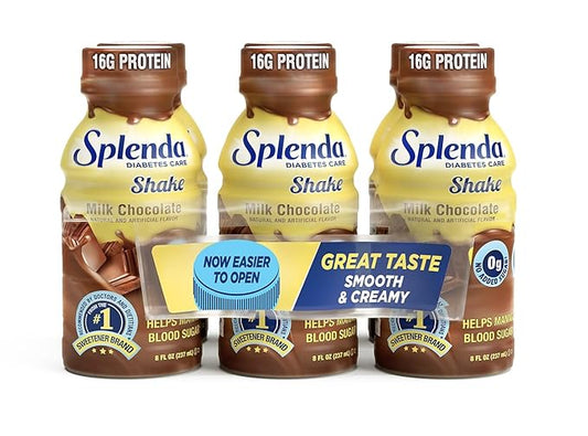 SPLENDA Diabetes Care Shakes - Meal Replacement Shake, 8 Fluid Ounces Per Bottle (Milk Chocolate, 6 Pack)