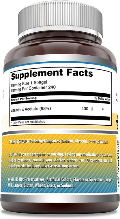 Amazing Formulas Vitamin E Supplement 400 IU 240 Softgels