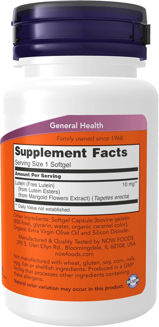 NOW Supplements, Lutein 10 mg 10 mg 60 Softgels