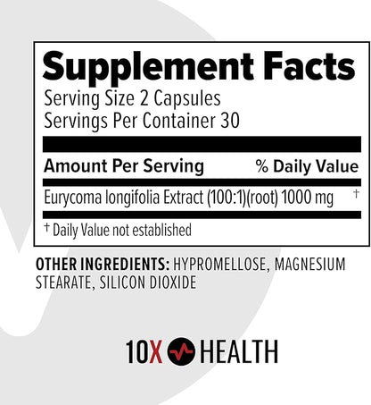 10X Health Alpha Testosterone Support - Muscle Builder & Testosterone Booster for Men with Tongkat Ali 1000mg, Muscle-enhancing Libido Booster & Testosterone Supplement for Men (60 Capsules, 2x Daily)