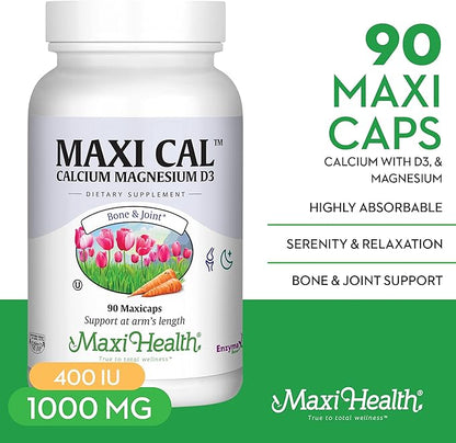 Maxi Health Calcium 1000 mg Supplement D3 (1000 (1000 IU) (500 mg) 90 Capsules