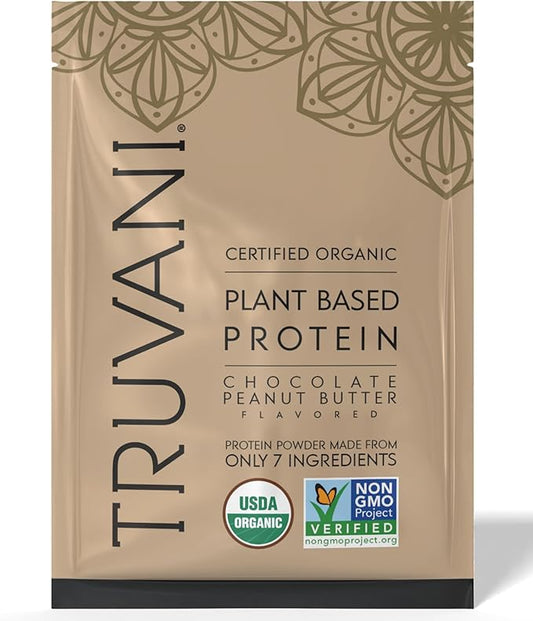 Truvani Vegan Pea Protein Powder | Chocolate Peanut Butter | 20g Organic Plant Based Protein | 1 Serving | Keto | Gluten & Dairy Free | Low Carb | No Added Sugar