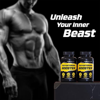 Testosterone Booster - Testosterone Supplement for Men - Male Enhancing Pills for Muscle Growth, Libido, Stamina, Strength - Tongkat Ali Muscle Builder Workout Supplement - Total T Test Boost - 2 PACK