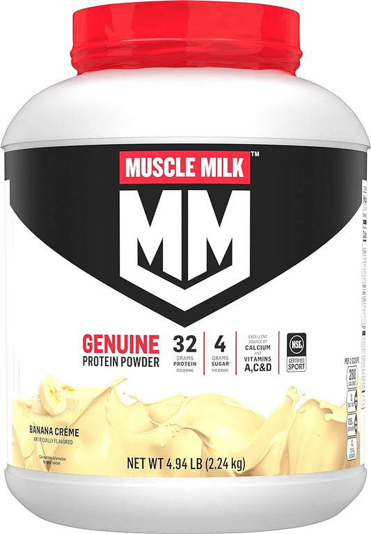 Muscle Milk Genuine Protein Powder, Banana 32g Protein, 5 Pound, 32 Servings