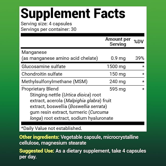 Dr. Berg Glucosamine Chondroitin MSM Turmeric & Boswellia - Advanced Joint Support Supplement with 1500 mg Glucosamine Sulfate - Includes 120 Capsules