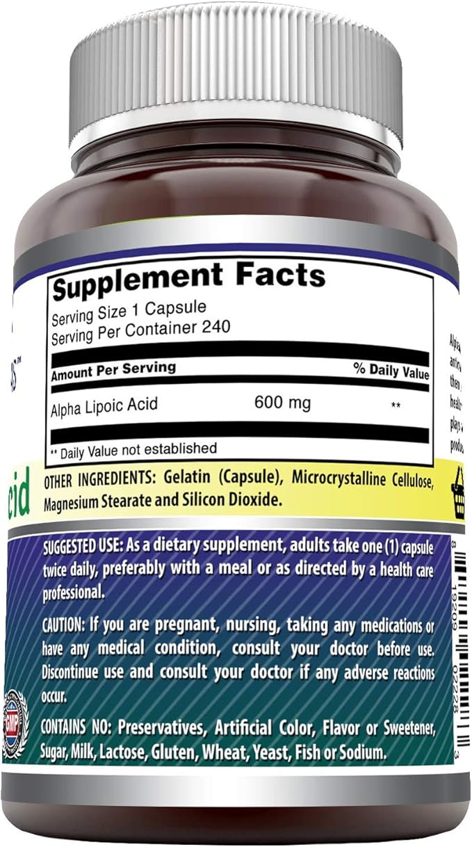 Amazing Formulas Alpha Lipoic Acid ALA 600 mg (240 Count)