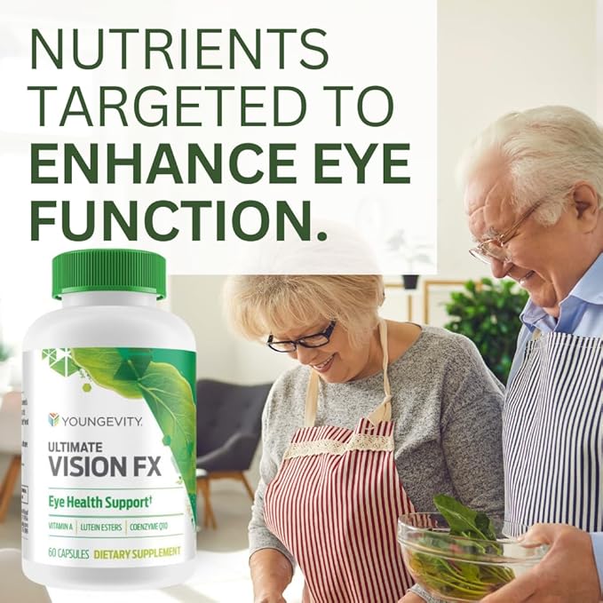 Youngevity Ultimate Vision FX™ - Eye Vitamin & Mineral Supplement Blend - Lutein, CoQ10, Vitamins A, C, E, Zinc, Chromium, Selenium for Eye Health (60 Capsules)