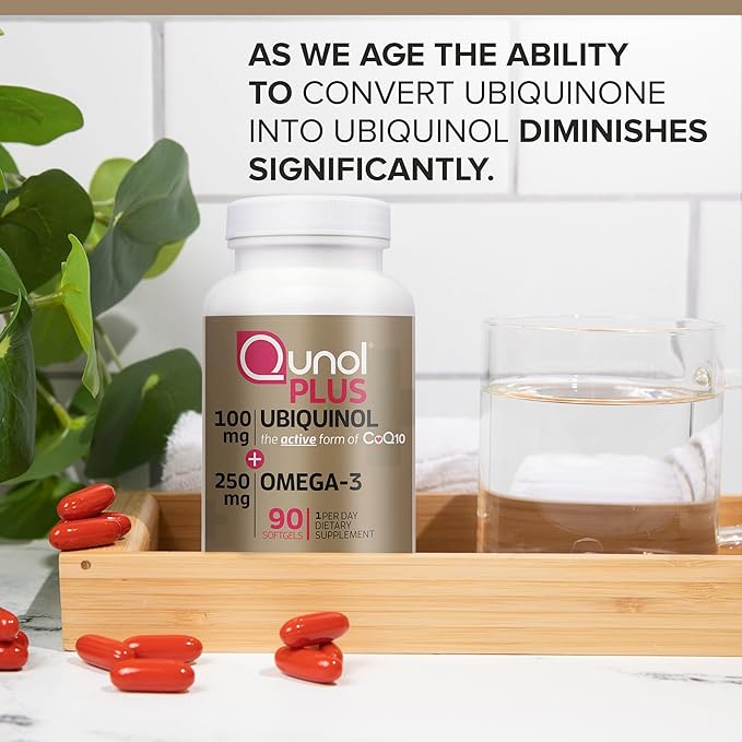 Qunol Plus Ubiquinol with Omega-3 Fish Oil CoQ10, 90 90 Count
