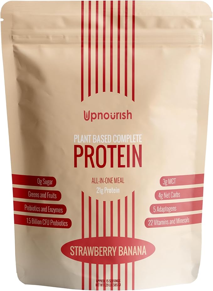 UpNourish Strawberry Banana Vegan Protein Powder, 15 Servings