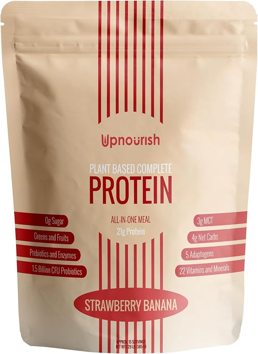 UpNourish Strawberry Banana Vegan Protein Powder, 15 Servings