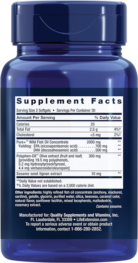 Life Extension Super Omega-3 EPA/DHA Fish 60 Softgels