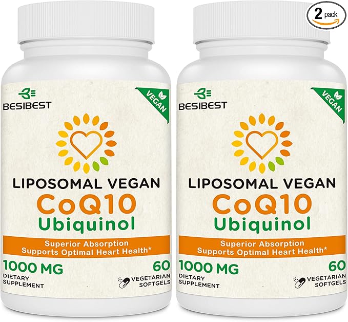 1000mg Liposomal CoQ10 Ubiquinol, 120 Vegan CoQ10 Supplement, Q10 for