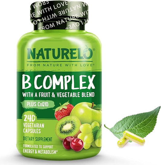 NATURELO B Complex B6, Folate, B12, Biotin 240 Capsules