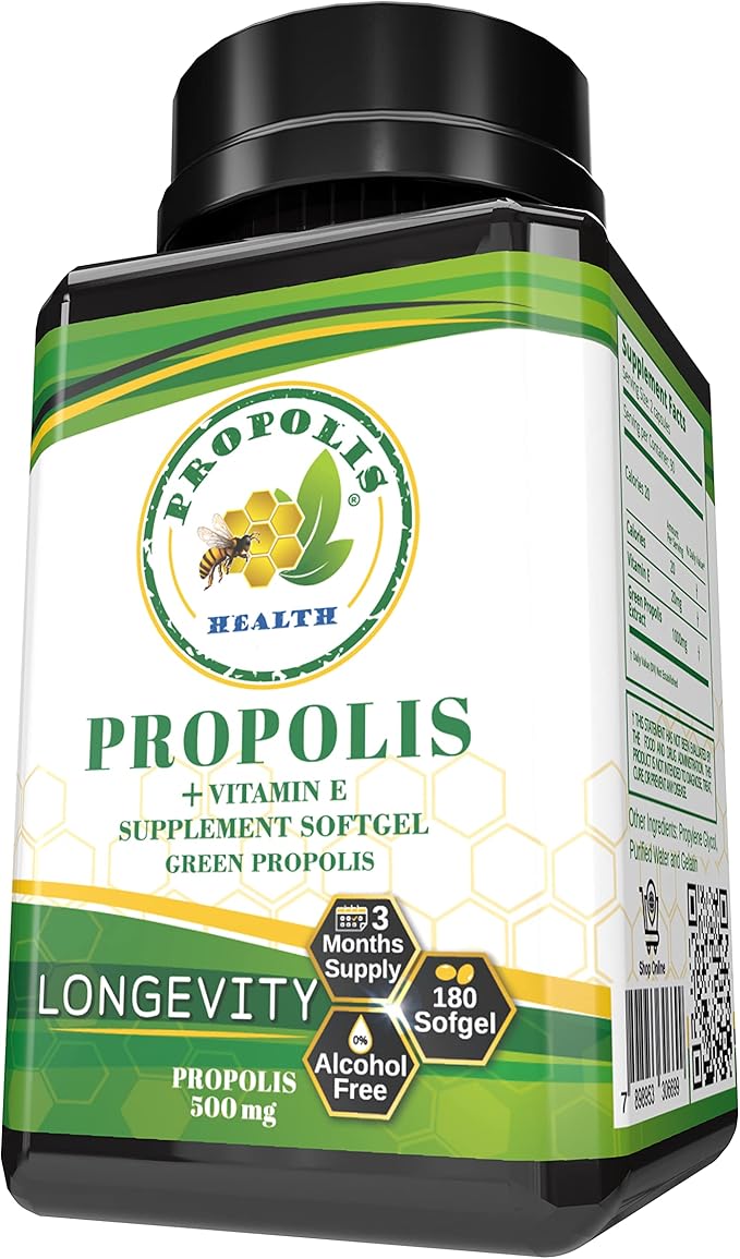 Propolis Health Propolis Capsules 1000mg-Daily 2 Capsules 50 Days (180 Capsules)