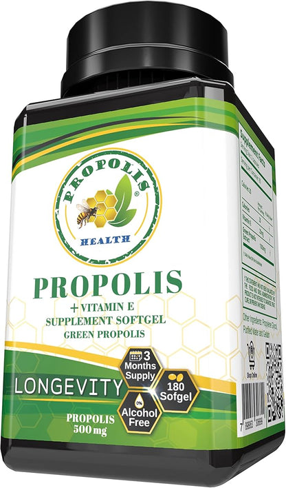 Propolis Health Propolis Capsules 1000mg-Daily 2 Capsules 50 Days (180 Capsules)