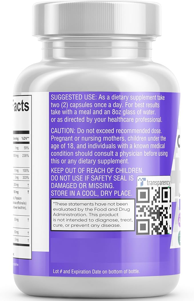 Magnesium Glycinate Complex 1000mg with L-Theanine 200mg Apigenin 50mg Citrate 5-HTP GABA 60 Count