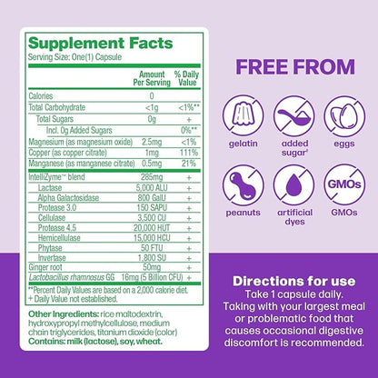 Culturelle Bloating & Gas Defense, Digestive Enzymes & Probiotics for Digestive Health, 30 Capsules, Supports Occasional Indigestion & Discomfort (Pack of 2)