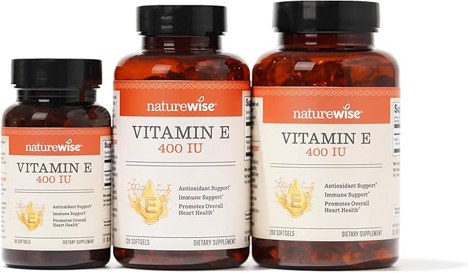 NatureWise Vitamin E 400 IU Softgels (180mg DL-Alpha) 4-Month Supply, 120 Count