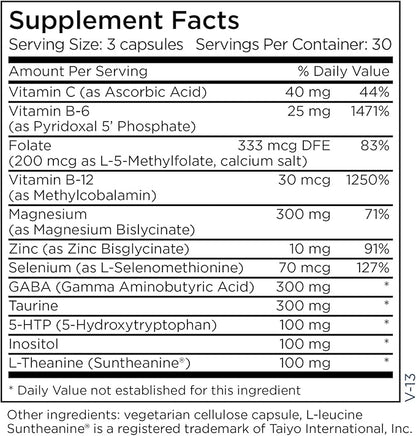 Metabolic Maintenance MetaCalm - Stress Regulation Formula with Methylated Folate, Magnesium Glycinate, GABA, 5-HTP, L-Theanine - Vitamin B6 Mood Support & Relaxation Support Calm Pills (90 Capsules)