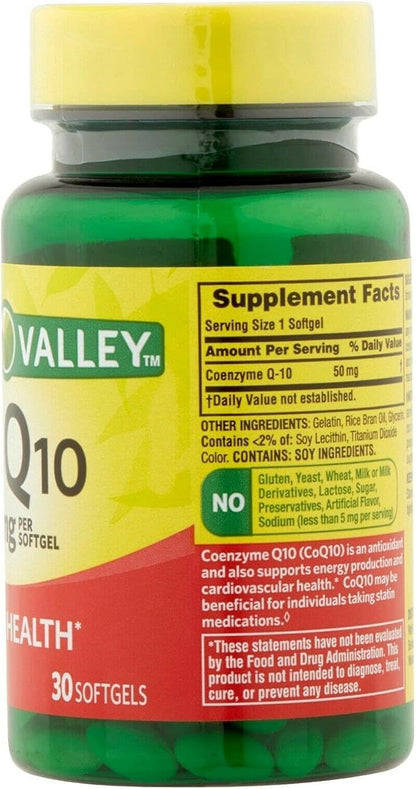 Spring Valley - Co Q-10 50 Q10, CoQ10, CoQ10, 30 30 Softgels