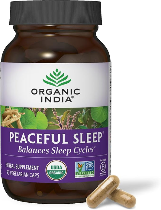 ORGANIC INDIA Peaceful Sleep Herbal Supplement 90 Capsules