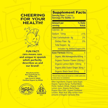 Ease Relaxation USDA Certified Organic Gummies (60 Gummies)