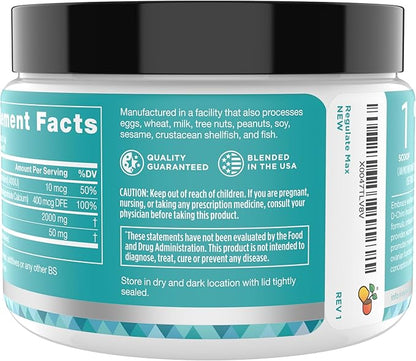 Eu Natural Regulate MAX Myo-Inositol & D-Chiro Inositol Supplement Powder for Women with Vitamin D & Folate PCOS Nutritional Support, Hormone Balance & Fertility Support, Unflavored 60 Servings