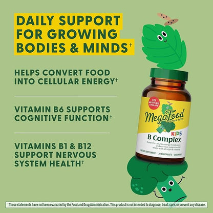MegaFood Kids B Complex 8 B B6, Vitamin B12, Folate, 30 Mini