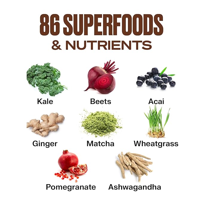 VitaHustle ONE Superfood Protein All-in-One Nutrition 20g Chocolate 86 Superfoods, 15 Servings