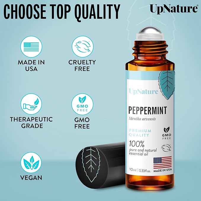 UpNature Peppermint Essential Oil Roll On 100% Pure