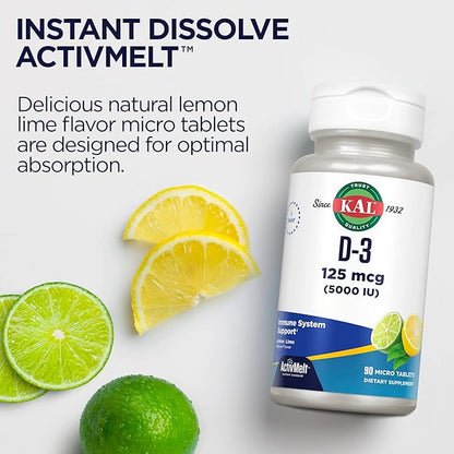 KAL Vitamin D-3 5000 IU ActivMelt, 90 Servings, 90 Micro