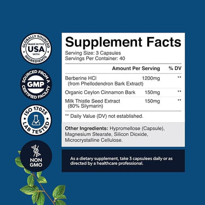 Balancing Berberine Plus 1200mg Per Serving Complex 120 Capsules