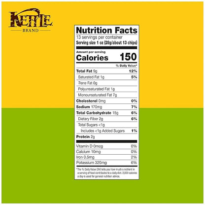 Kettle Brand Potato Chips, Jalapeno Kettle Chips, Party Size, 13 Oz (Pack of 3)