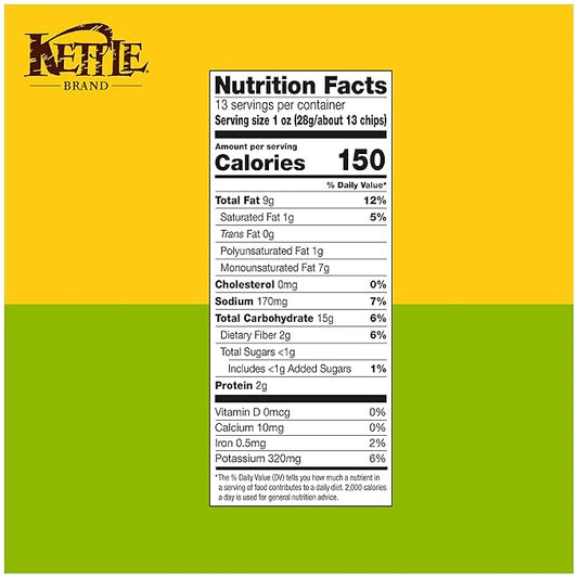 Kettle Brand Potato Chips, Jalapeno Kettle Chips, Party Size, 13 Oz (Pack of 3)