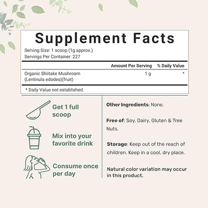 Micro Ingredients Organic Shiitake Mushrooms Powder, 8 Ounce,