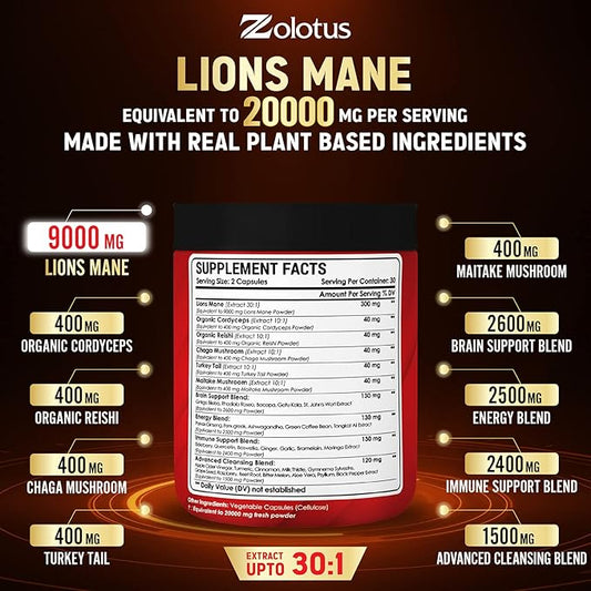 35 in 1 Lions Mane Mushroom 20000mg, with