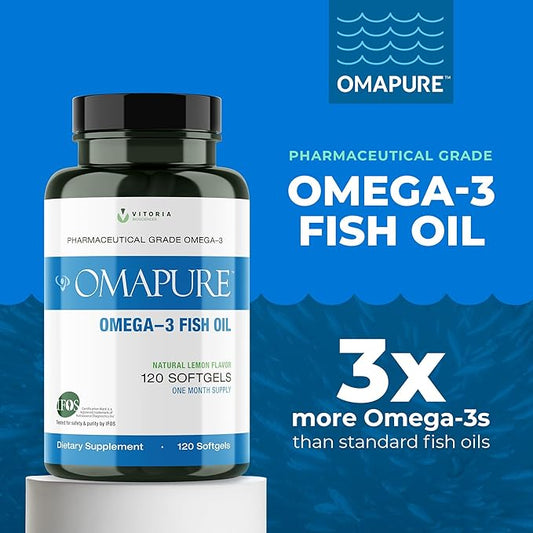 Pharmaceutical Grade Omega-3 Fish Oil Supplement (5 Bottles, 120 softgels) 2600 mg Omega-3 Fatty 5-Star Certified