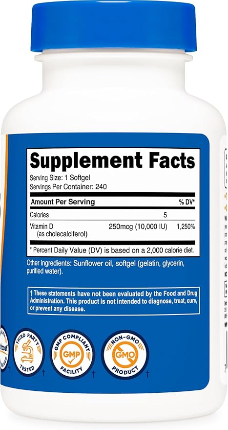 Nutricost Vitamin D3 10,000 IU, 240 (3 Bottles)