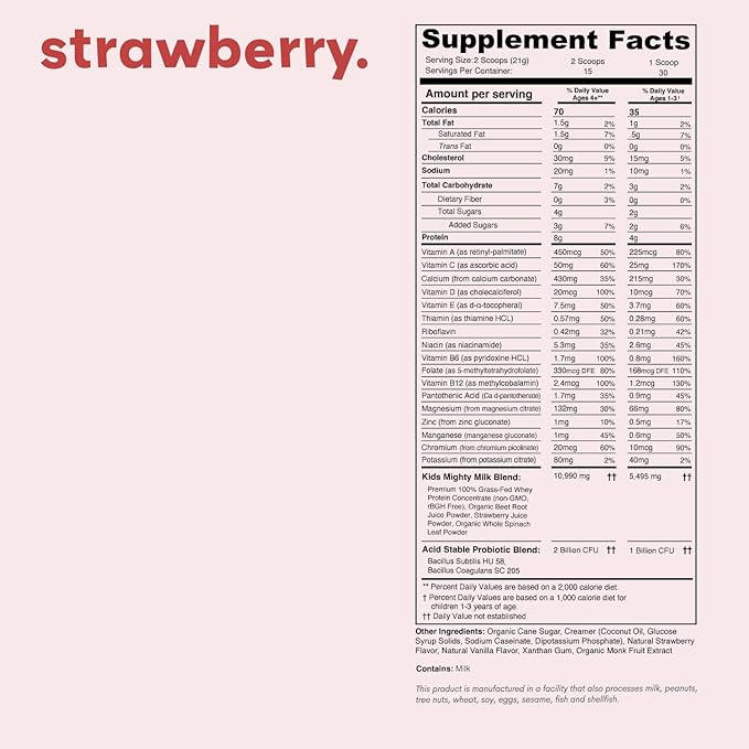 Mighty Strawberry Milk 2 Billion 15-30 Servings