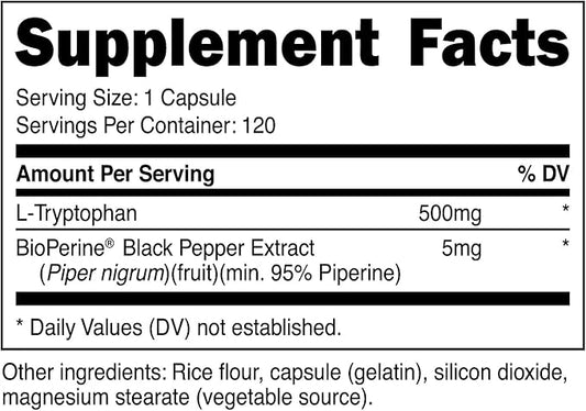 Nutricost L-Tryptophan 500mg, 120 Capsules (3