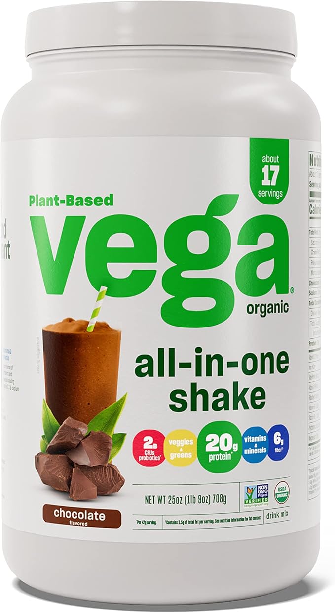 Vega Organic All-in-One Vegan Protein Powder, Chocolate 25 Oz