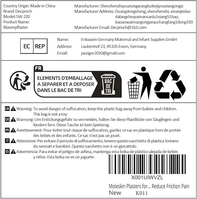 Moleskin for Feet Blisters, Flannel Adhesive (11 Sheets (121 Pieces))