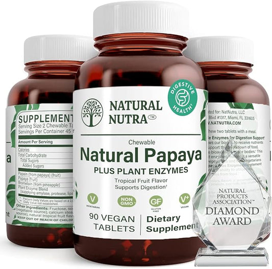 Natural Nutra Papaya Chewable Enzymes 90 Vegan