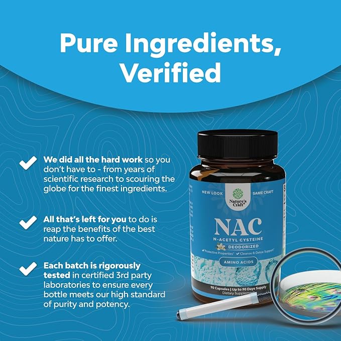 Natures Craft NAC Supplement N-Acetyl Cysteine 600mg- High 600 mg