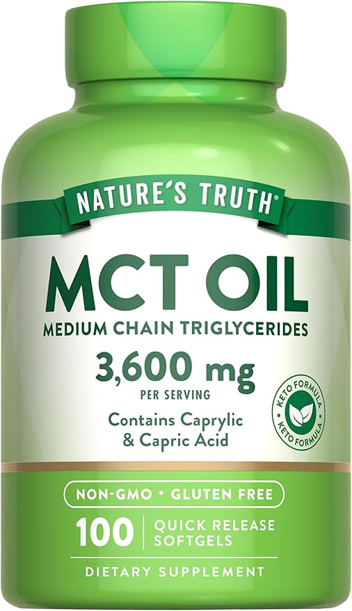 Nature's Truth MCT Oil | 100 Softgels | Keto Friendly Pills | Non-GMO & Gluten Free Supplement