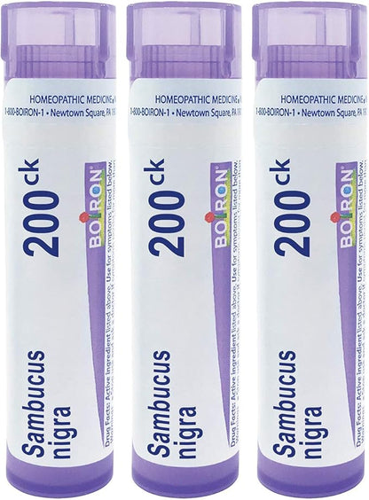 Boiron Sambucus Nigra 200ck Homeopathic Elderberry 3 Tubes 80 Pellets, 3 Count