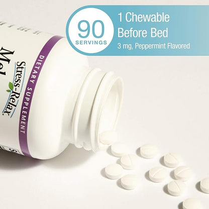 Stress-Relax Melatonin 3 mg by Natural 90 chewable (90 servings),