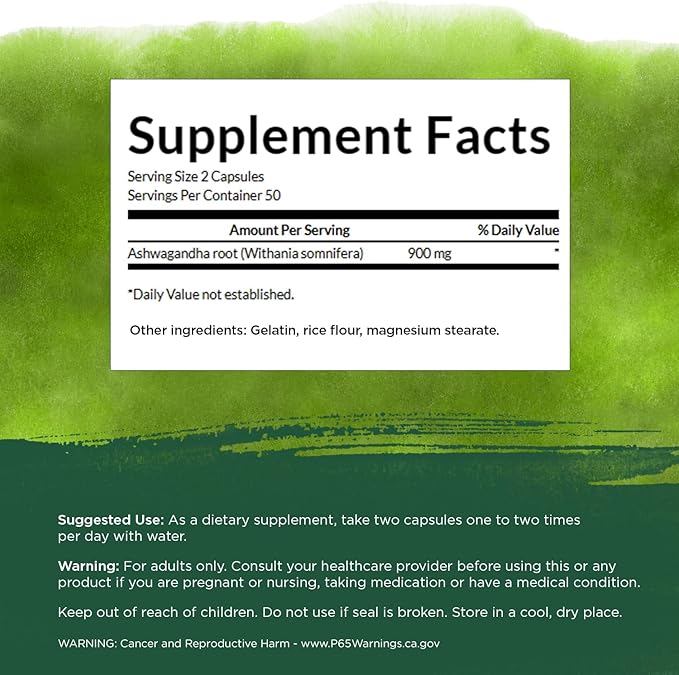 Swanson Ashwagandha Powder Supplement-Ashwagandha Root Supplement (100 Capsules, 450mg Each) 3 Pack
